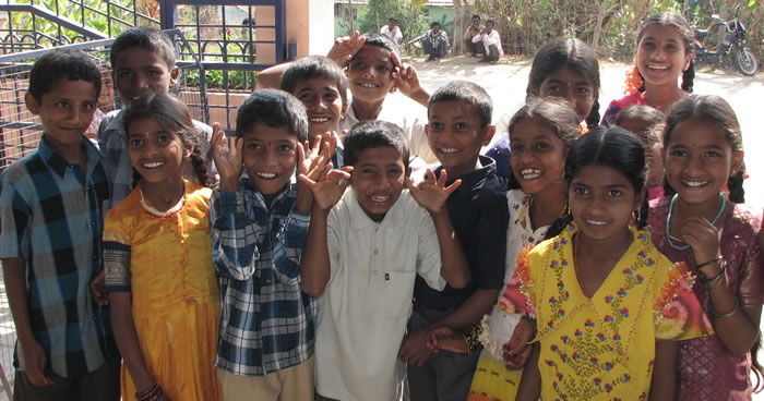 Indian children in Belur, Karnataka